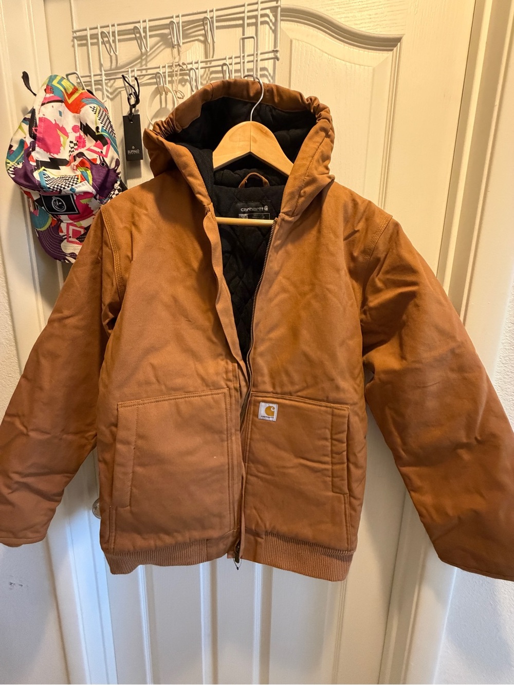 Carhartt Youth Brown Hooded Work-Style Puffer Jacket
